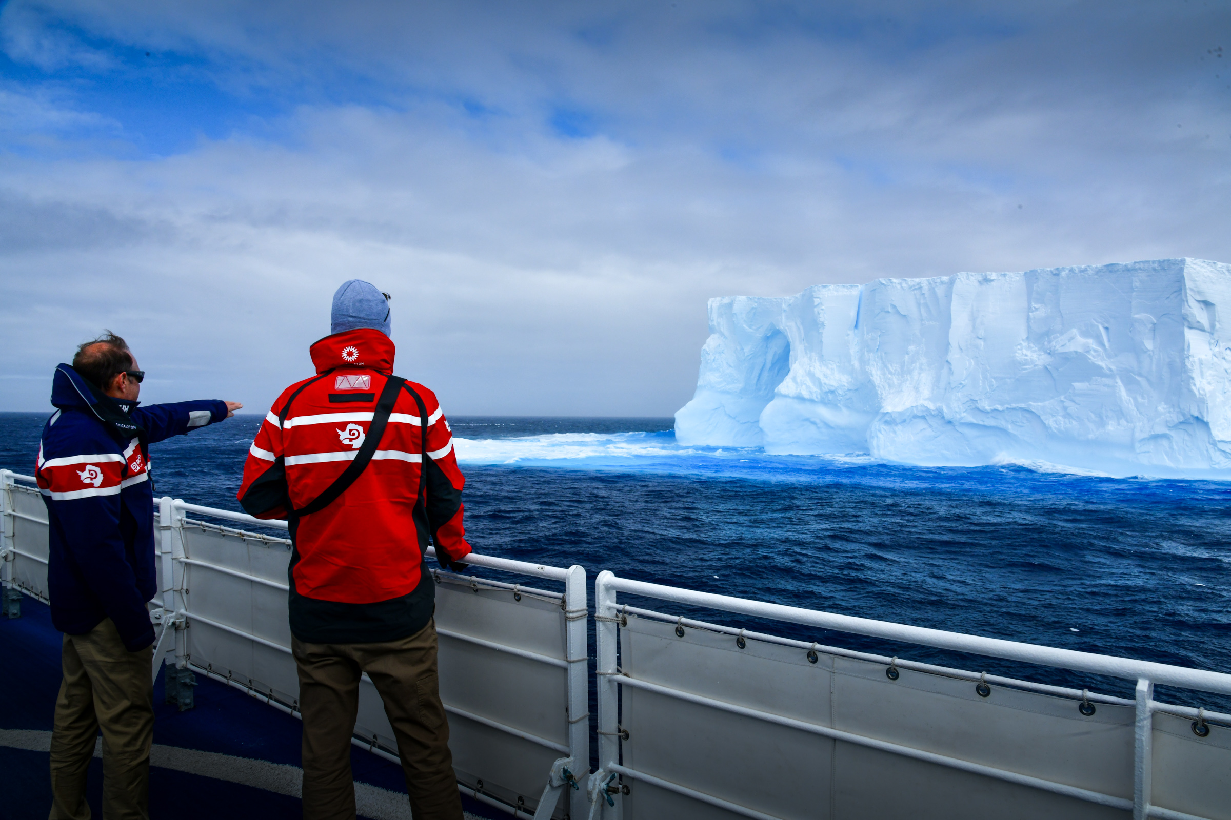 taking in the Antarctic views from the deck of the Seaventure