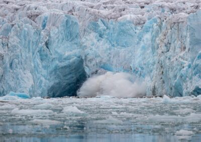 Blue ice in glaciers