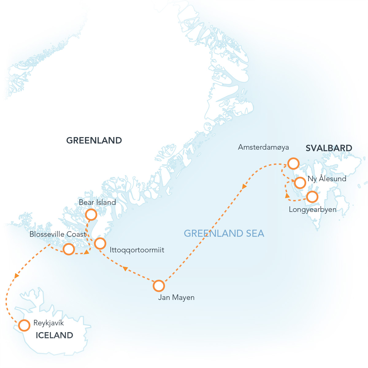 expeditions-map-four-arctic-islands Christmas In Antarctica Route Map